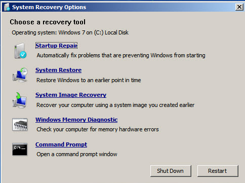 windows 7 recovery disk startup repair